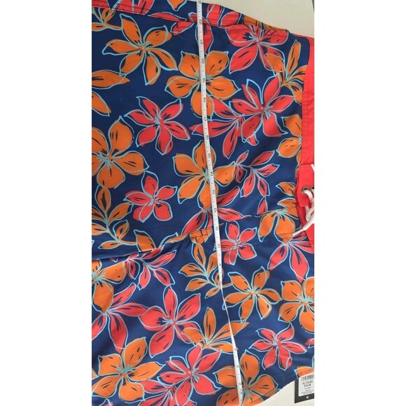 Hot Coals Men’s 8" Swim Trunks XL Elastic Waist Orange Floral Print Boardshorts - Picture 7 of 8